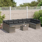 Gartensofa-set mit Kissen 11 pcs Grau Poly-Rattan