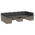 Gartensofa-set mit Kissen 11 pcs Grau Poly-Rattan