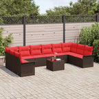 Gartensofa-set mit Kissen 11 pcs Braun Poly-Rattan