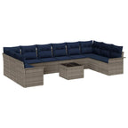 Gartensofa-set mit Kissen 11 pcs Grau Poly-Rattan