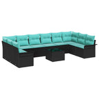 Gartensofa-set mit Kissen 11 pcs Schwarz Poly-Rattan