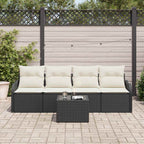 Gartensofa-set Schwarz Poly-Rattan