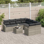 Gartensofa-set mit Kissen 9 pcs Hellgrau Poly-Rattan