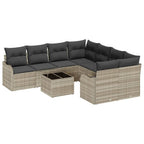 Gartensofa-set mit Kissen 9 pcs Hellgrau Poly-Rattan