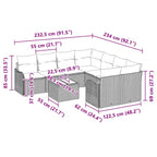 Gartensofa-set mit Kissen 9 pcs Hellgrau Poly-Rattan
