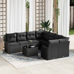 Gartensofa-set mit Kissen 9 pcs Schwarz Poly-Rattan