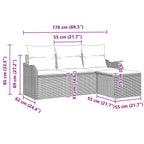 Gartensofa-set mit Kissen 4 pcs Hellgrau Poly-Rattan