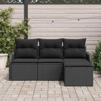 Gartensofa-set mit Kissen 4 pcs Schwarz Poly-Rattan