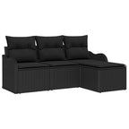 Gartensofa-set mit Kissen 4 pcs Schwarz Poly-Rattan