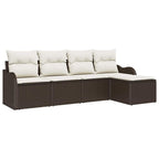 Gartensofa-set 5 pcs Braun Poly-Rattan