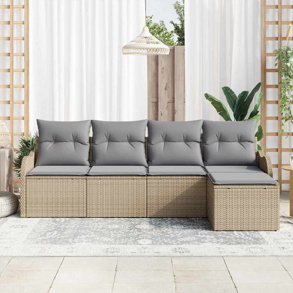 Gartensofa-set 5 pcs Beige Poly-Rattan
