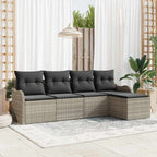Gartensofa-set 5 pcs Hellgrau Poly-Rattan