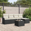 Gartensofa-set 6 pcs Schwarz Poly-Rattan