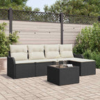 Gartensofa-set 6 pcs Schwarz Poly-Rattan