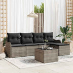 Gartensofa-set 6 pcs Grau Poly-Rattan