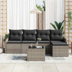 Gartensofa-set 6 pcs Grau Poly-Rattan