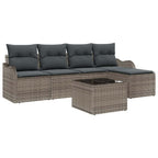 Gartensofa-set 6 pcs Grau Poly-Rattan