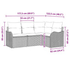 Gartensofa-set 4 pcs Grau Poly-Rattan