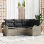 Gartensofa-set 4 pcs Hellgrau Poly-Rattan