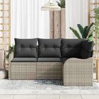 Gartensofa-set 4 pcs Hellgrau Poly-Rattan