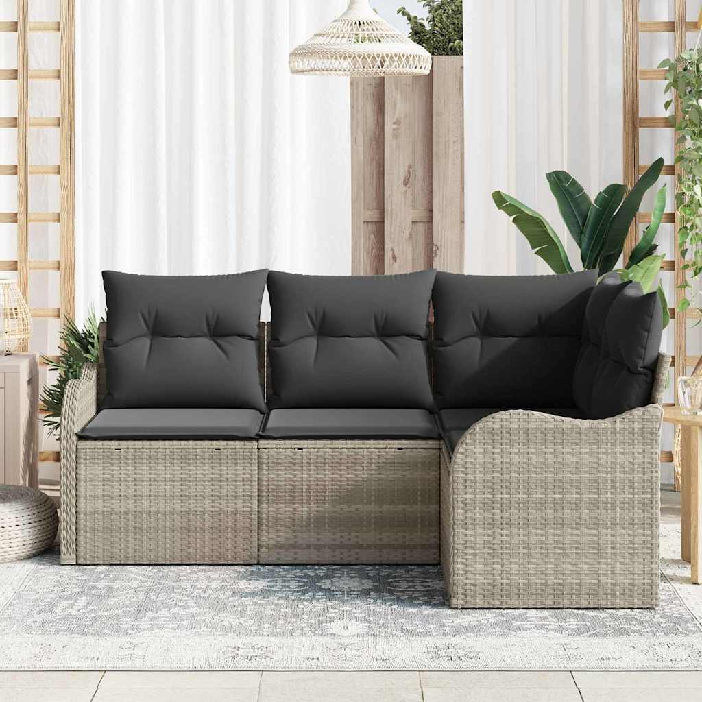 Gartensofa-set 4 pcs Hellgrau Poly-Rattan