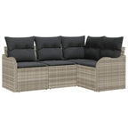 Gartensofa-set 4 pcs Hellgrau Poly-Rattan