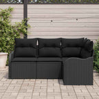 Gartensofa-set Schwarz Poly-Rattan