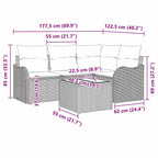 Gartensofa-set Schwarz Poly-Rattan