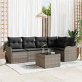 Gartensofa-set 6 pcs Grau Poly-Rattan