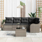 Gartensofa-set 6 pcs Grau Poly-Rattan