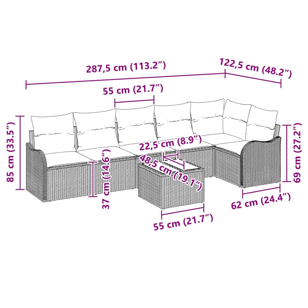 Gartensofa-set Hellgrau Poly-Rattan