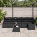 Gartensofa-set 7 pcs Schwarz Poly-Rattan