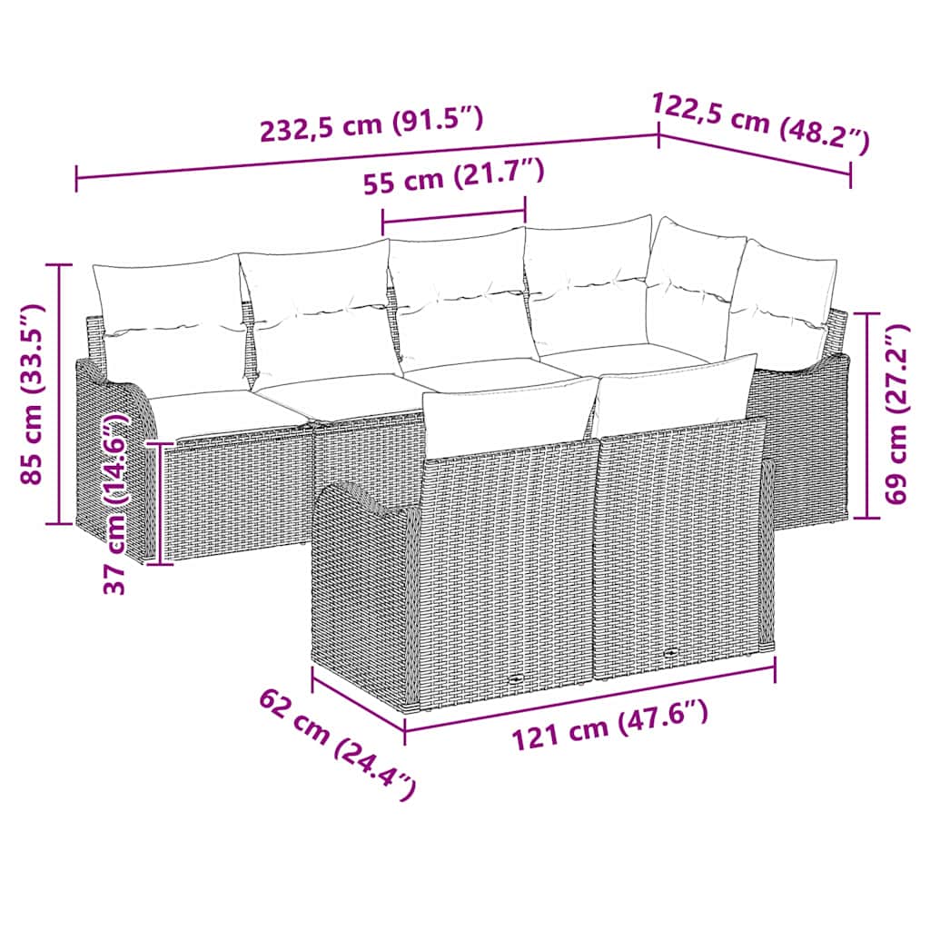 Gartensofa-set Braun Poly-Rattan