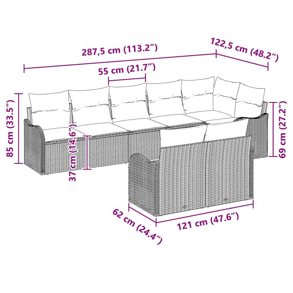 Gartensofa-set Beige Poly-Rattan
