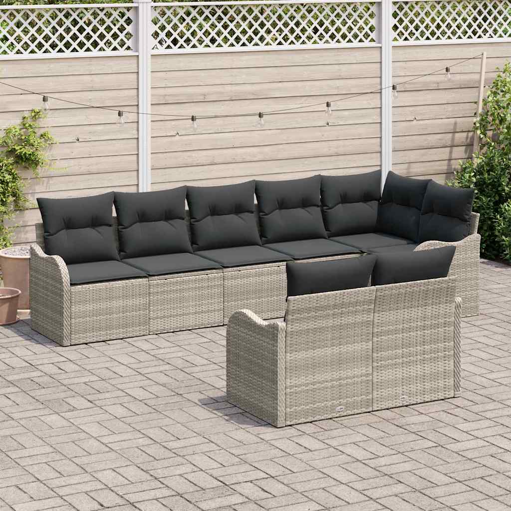 Gartensofa-set Hellgrau Poly-Rattan