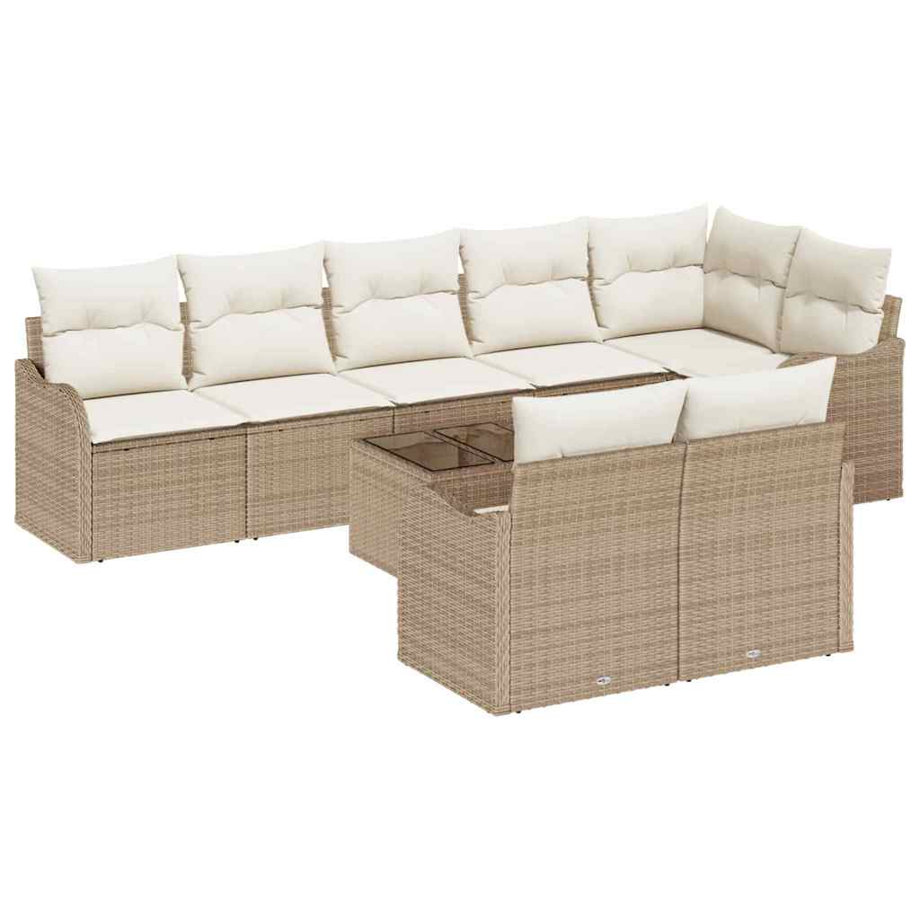 Gartensofa-set 9 pcs Beige Poly-Rattan