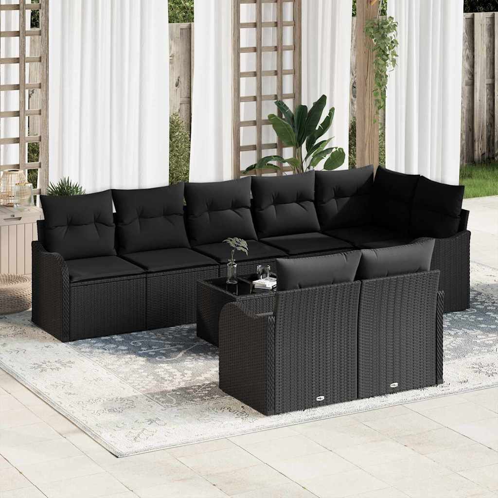 Gartensofa-set 9 pcs Schwarz Poly-Rattan