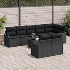 Gartensofa-set 9 pcs Schwarz Poly-Rattan