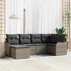 Gartensofa-set 6 pcs Grau Poly-Rattan