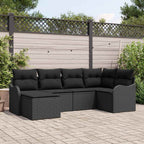 Gartensofa-set 6 pcs Schwarz Poly-Rattan