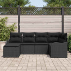 Gartensofa-set 6 pcs Schwarz Poly-Rattan