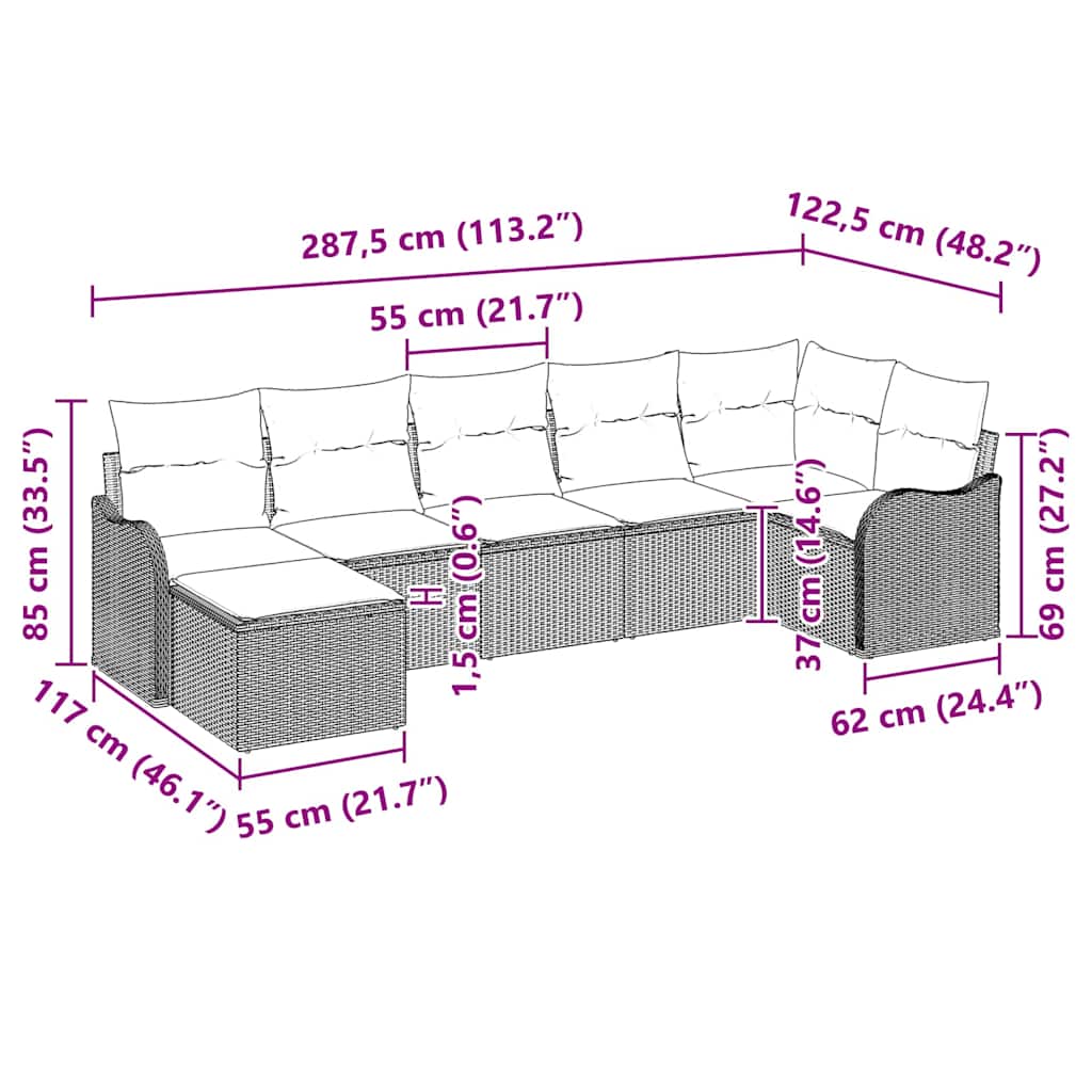 Gartensofa-set Grau Poly-Rattan