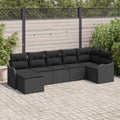 Gartensofa-set 7 pcs Schwarz Poly-Rattan