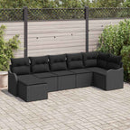 Gartensofa-set 7 pcs Schwarz Poly-Rattan