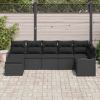 Gartensofa-set 7 pcs Schwarz Poly-Rattan