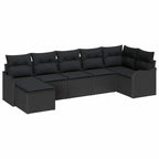 Gartensofa-set 7 pcs Schwarz Poly-Rattan