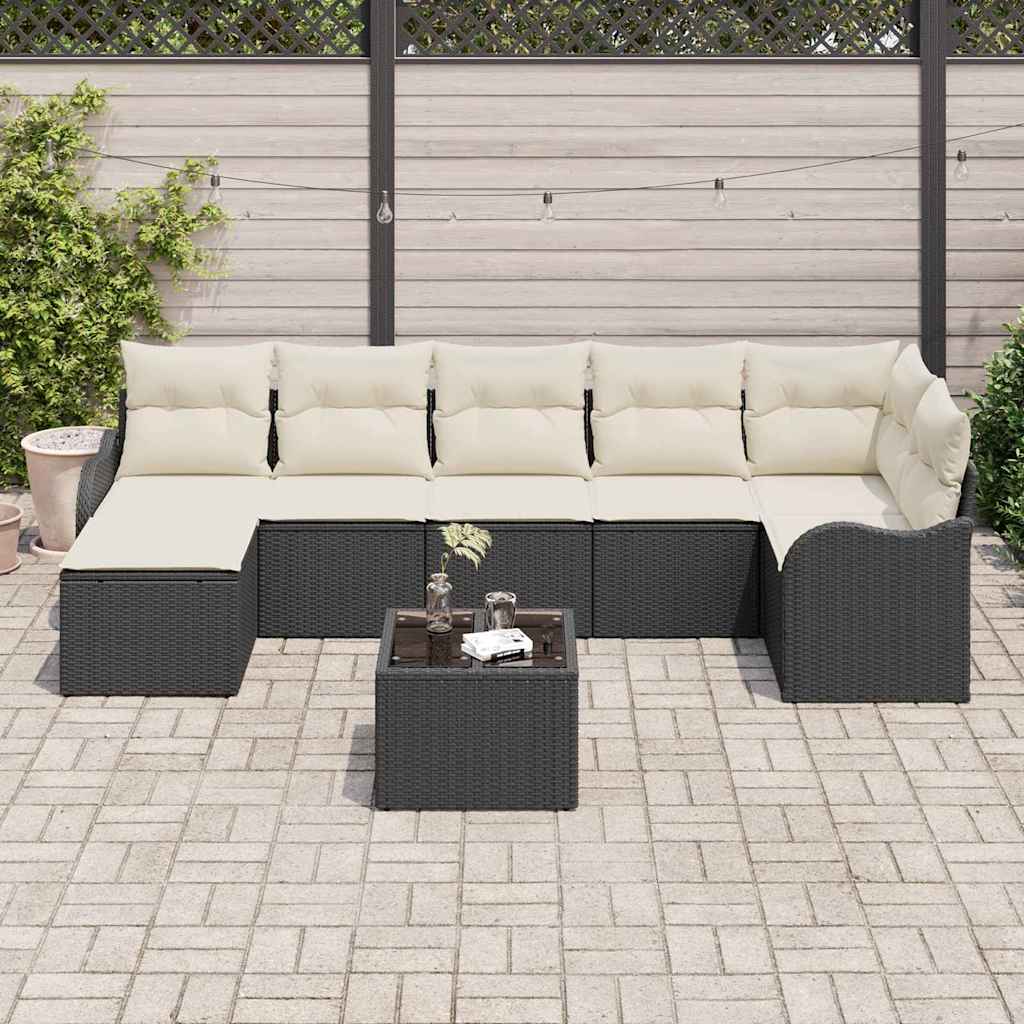Gartensofa-set Schwarz Poly-Rattan