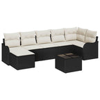 Gartensofa-set Schwarz Poly-Rattan