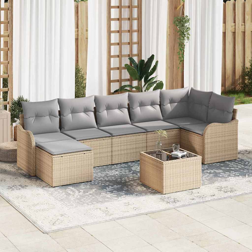 Gartensofa-set Beige Poly-Rattan