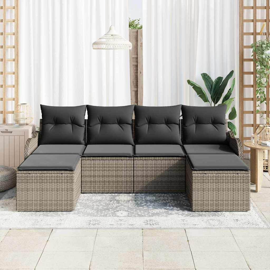 Gartensofa-set Grau Poly-Rattan